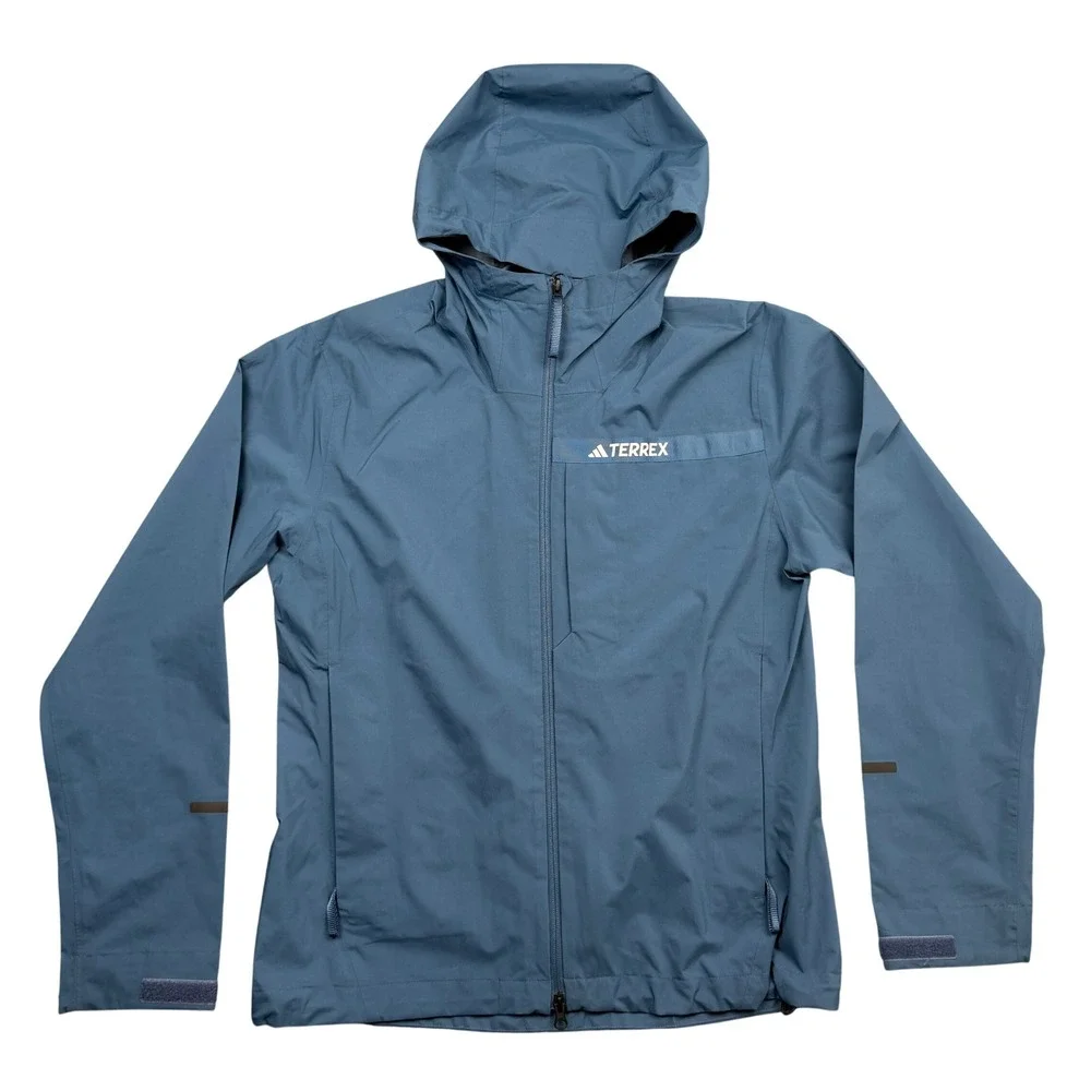 Adidas Terrex RainRDY Jacket Mens S Blue Hooded Waterproof HZ9264 Full Zip EUC